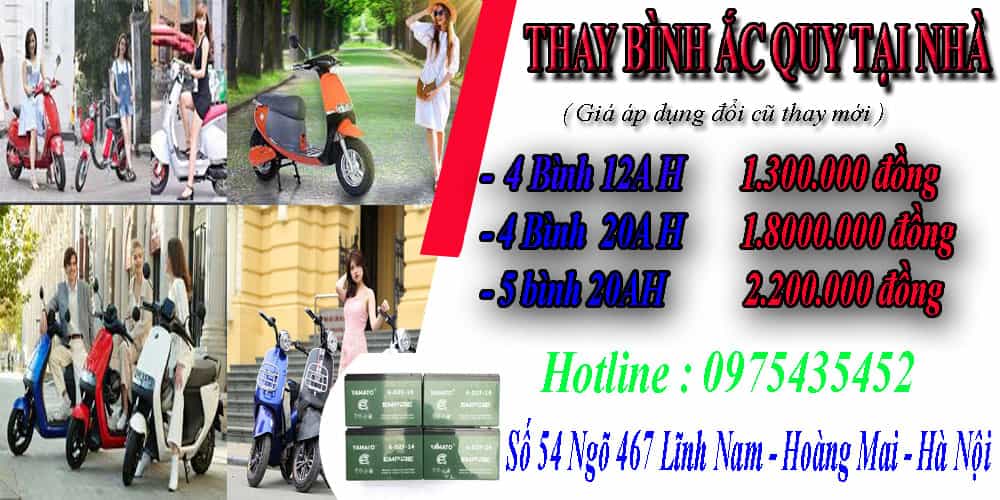 thay bình ắc quy xe đạp điện - xe máy điện tại nhà ở Điện Biên - Ba Đình